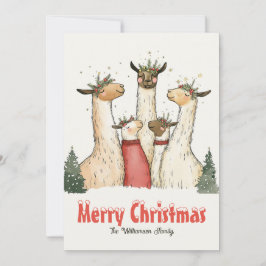Tarjeta de vacaciones Llama Familia de 5 Navidades