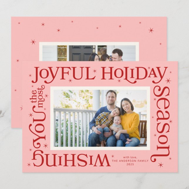 Tarjeta de vacaciones más alegres de Navidad en ro (Anverso / Reverso)