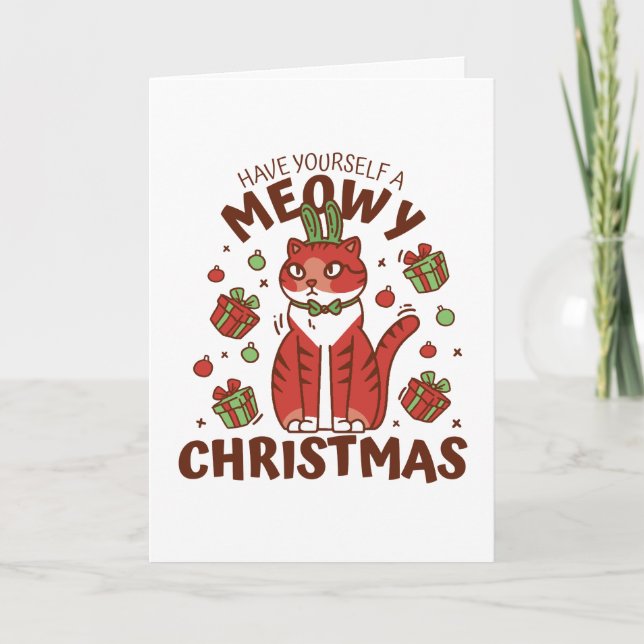 Tarjeta de vacaciones Meowy Navidades (Anverso)