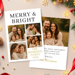 Tarjeta de vacaciones Merry & Bright Minimal Luxur