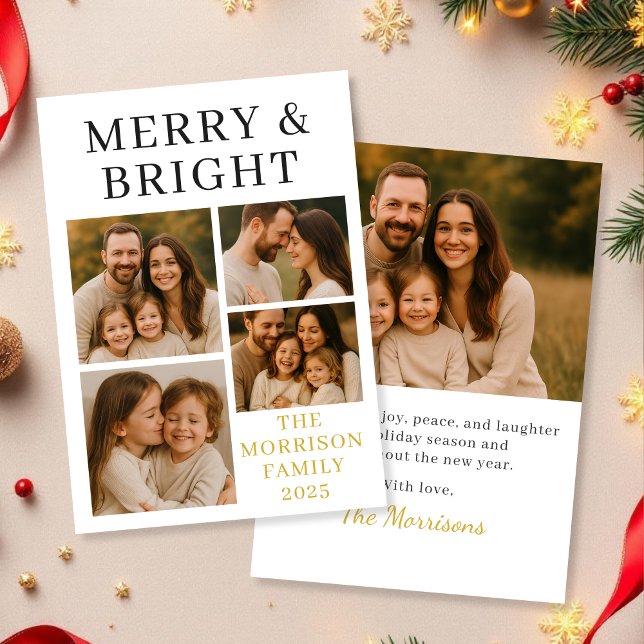 Tarjeta de vacaciones Merry & Bright Minimal Luxur (Subido por el creador)