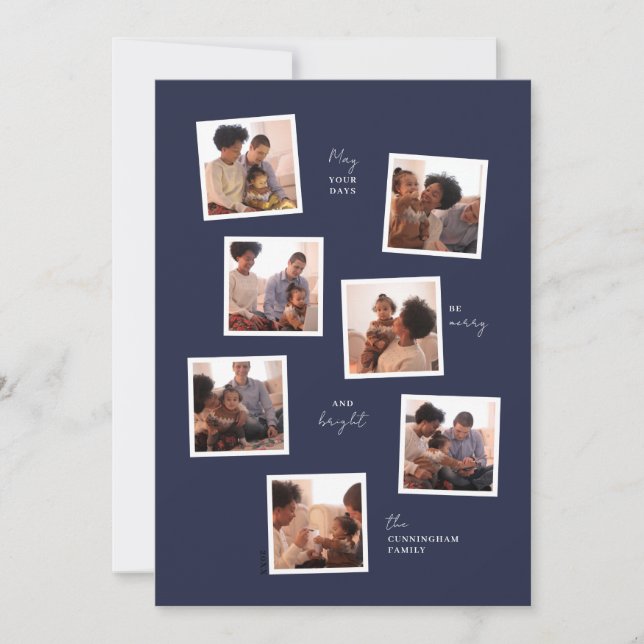 Tarjeta de vacaciones mínima de siete fotos (Anverso)