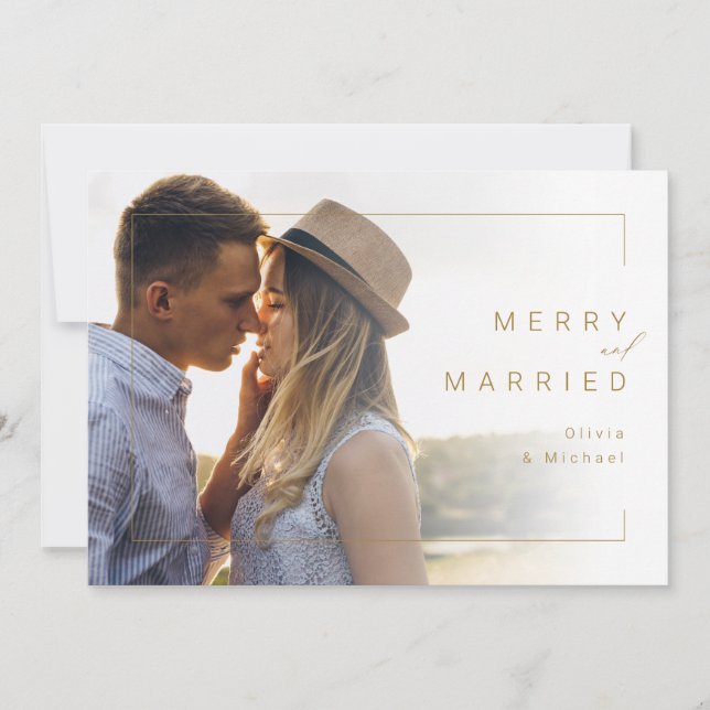 Tarjeta de vacaciones Mínima Moderna Merry & Marri (Anverso)