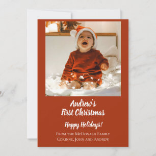 Tarjeta de vacaciones minimalista primera Navidad 