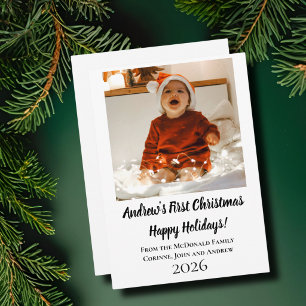 Tarjeta de vacaciones minimalista primera Navidad