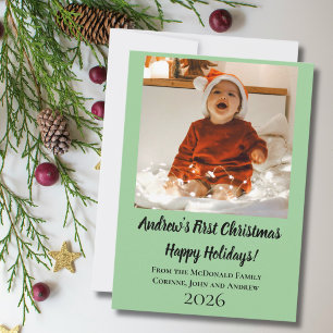 Tarjeta de vacaciones minimalista primera Navidad 