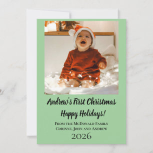 Tarjeta de vacaciones minimalista primera Navidad 