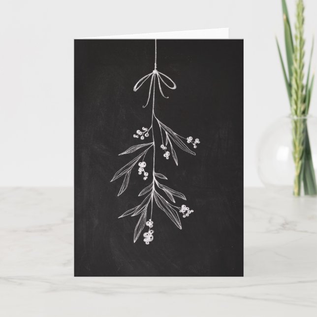 Tarjeta de vacaciones Mistletoe Chalkboard Art (Anverso)