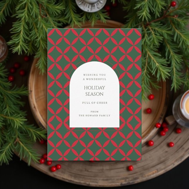 Tarjeta de vacaciones moderna de color rojo verde  (Subido por el creador)