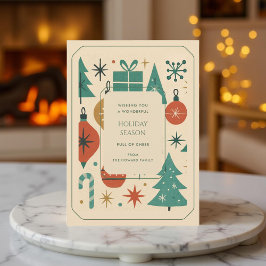 Tarjeta de vacaciones moderna de color rojo verde 