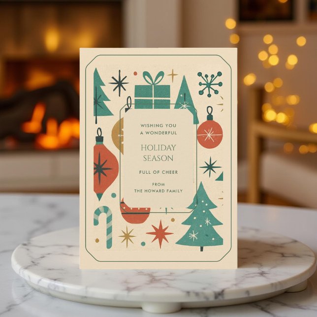 Tarjeta de vacaciones moderna de color rojo verde  (Subido por el creador)