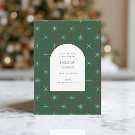 Tarjeta de vacaciones moderna de color rojo verde 