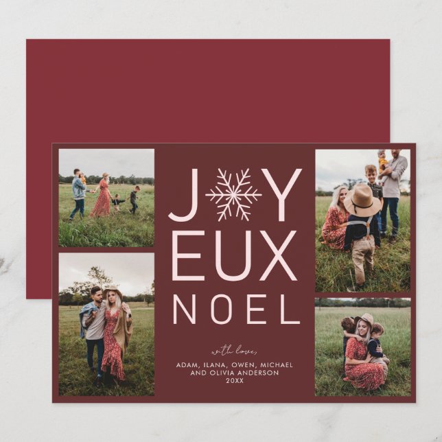 Tarjeta de vacaciones moderna de Joyeux Noel Monoc (Anverso / Reverso)
