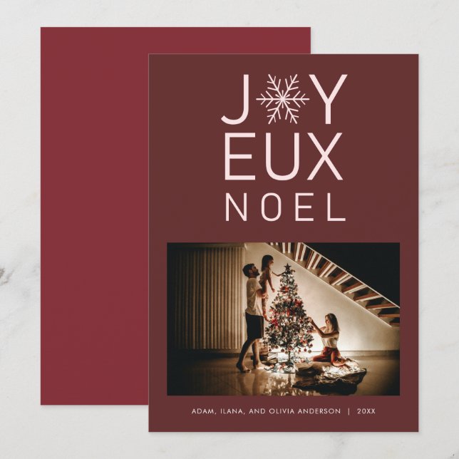 Tarjeta de vacaciones moderna de Joyeux Noel Monoc (Anverso / Reverso)