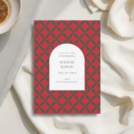 Tarjeta de vacaciones moderna Retro Red Green Mid 