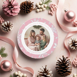 Tarjeta de vacaciones moderna rosa y blanco para c