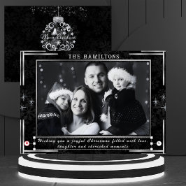 Tarjeta de vacaciones monocroma elegante en blanco