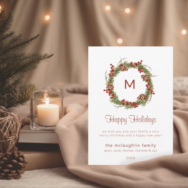 Tarjeta de vacaciones monograma simple para Navida (Subido por el creador)
