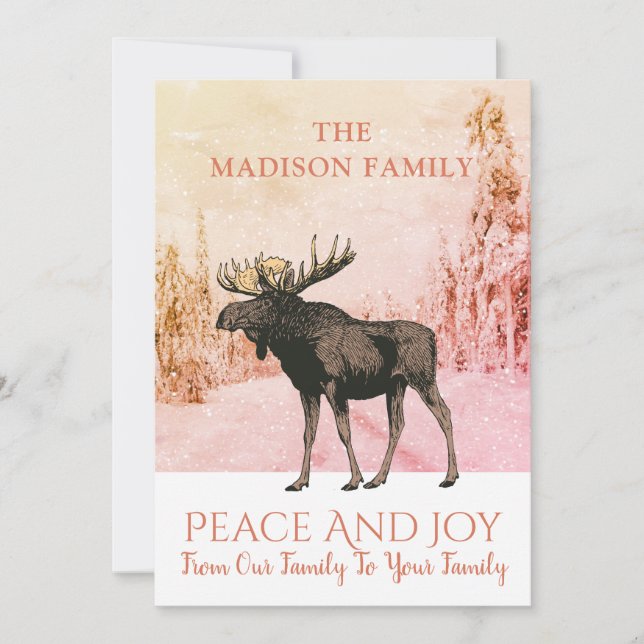 Tarjeta de vacaciones Moose In Snow Navidad (Anverso)