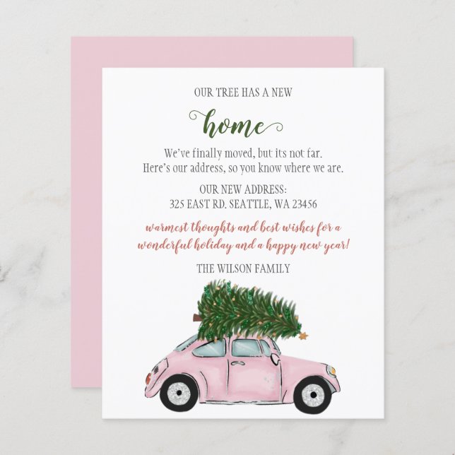 Tarjeta de vacaciones móvil de coche de árbol de N (Anverso / Reverso)