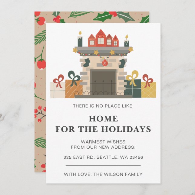 Tarjeta de vacaciones móvil de invierno con chimen (Anverso / Reverso)