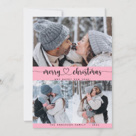 Tarjeta de vacaciones multifoto de color rosa 3 na