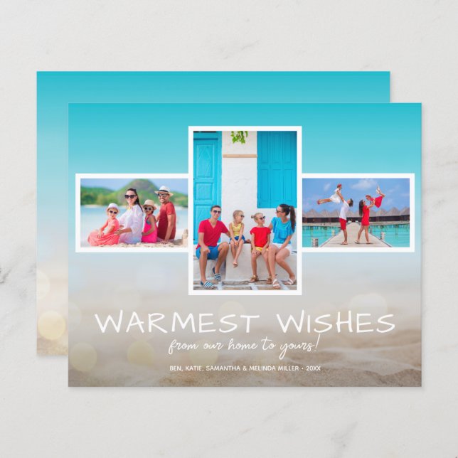 Tarjeta de vacaciones multifoto de playa tropical  (Anverso / Reverso)