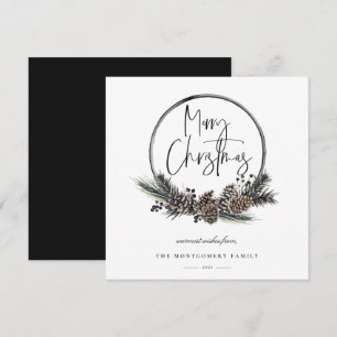 Tarjeta de vacaciones Natural Pine Hoop Wreath