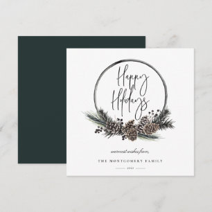 Tarjeta de vacaciones Natural Pine Hoop Wreath