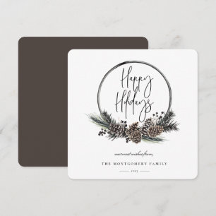 Tarjeta de vacaciones Natural Pine Hoop Wreath