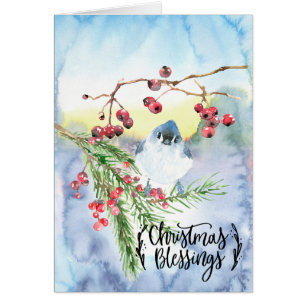 Tarjeta de vacaciones navidades bendiciendo Navida
