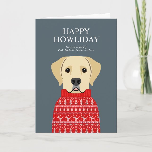 Tarjeta de vacaciones Navidades de Golden Retrieve (Anverso)