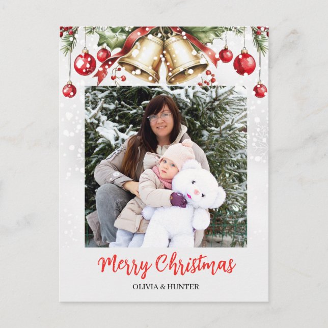 Tarjeta de vacaciones Navidades de marco fotográfi (Anverso)
