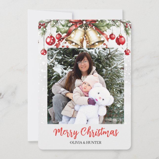 Tarjeta de vacaciones Navidades de marco fotográfi (Anverso)