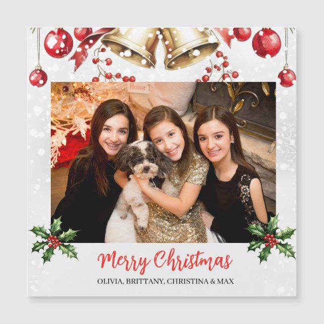 Tarjeta de vacaciones Navidades de marco fotográfi (Anverso)