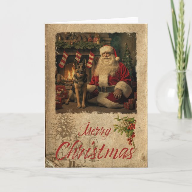 Tarjeta de vacaciones Navidades Shepherd de Aleman (Anverso)