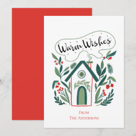 Tarjeta de vacaciones navideña con un deseo cálido