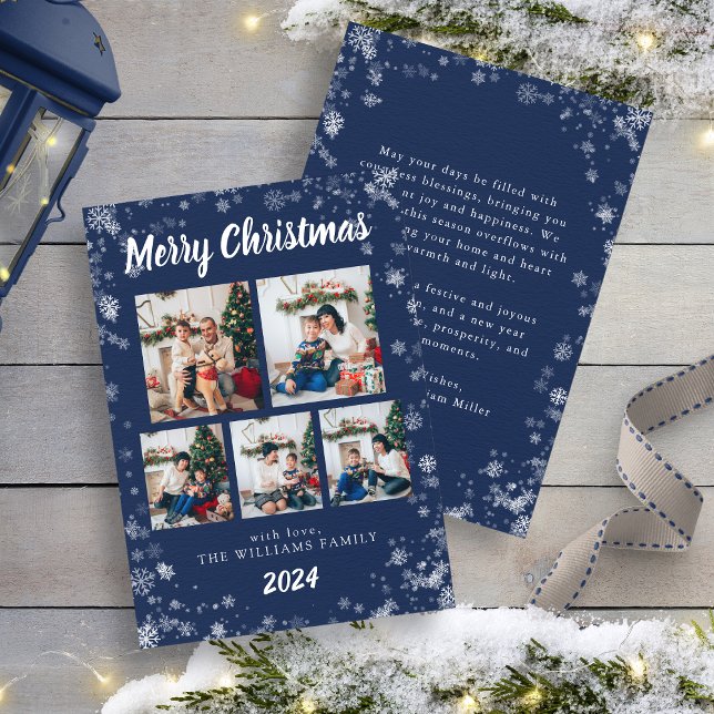 Tarjeta de vacaciones Navy Blue Snow Flake (Navy Blue Snow Flake Holiday Card
)