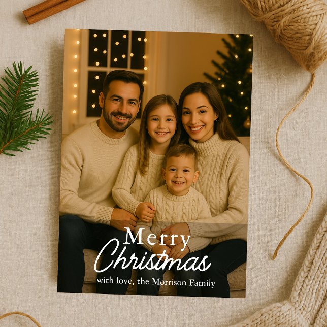 Tarjeta de vacaciones neutral de Navidades familia (Subido por el creador)