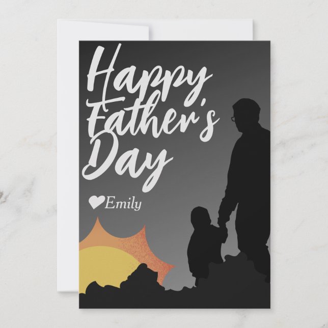 tarjeta de vacaciones padre e hija silhouette (Anverso)