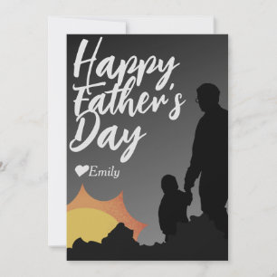 tarjeta de vacaciones padre e hija silhouette