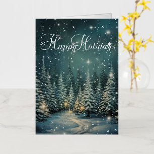 Tarjeta de vacaciones para el bosque de invierno