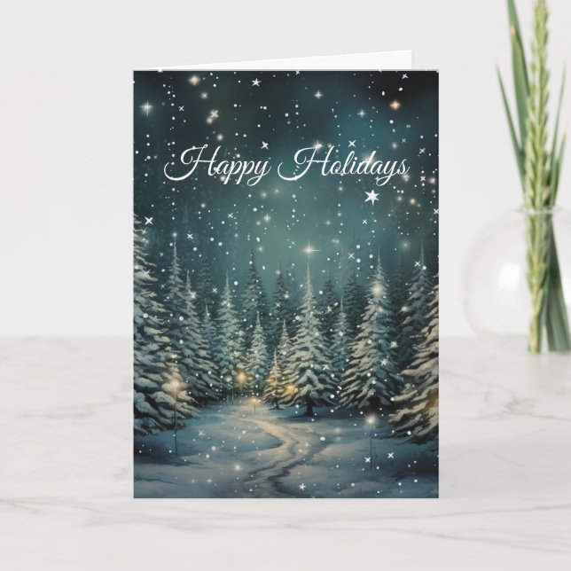 Tarjeta de vacaciones para el bosque de invierno (Anverso)