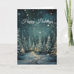Tarjeta de vacaciones para el bosque de invierno