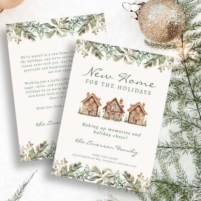 Tarjeta de vacaciones para el hogar Gingbread (Gingerbread Home Holiday Card
)