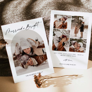 Tarjeta de vacaciones para fotos en arco casado y 
