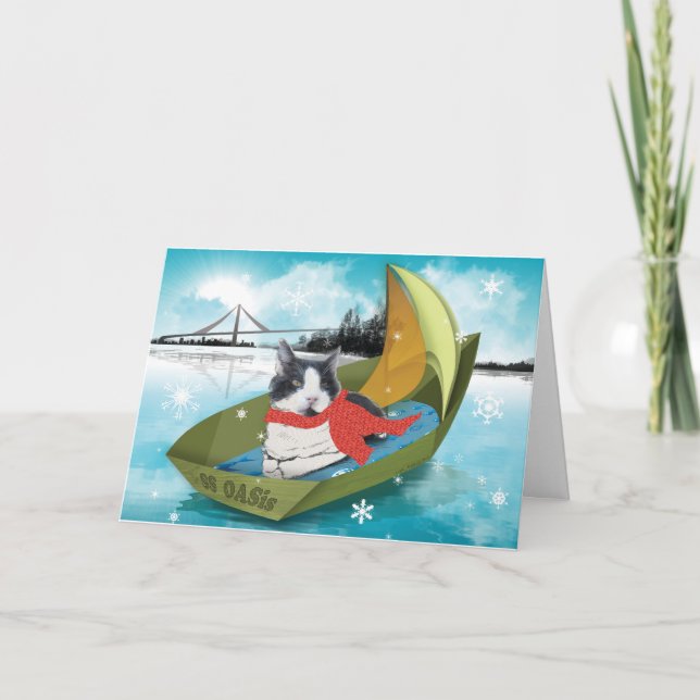 Tarjeta de vacaciones para gatos de Oakland Animal (Anverso)