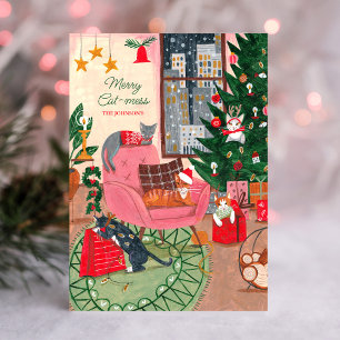 Tarjeta de vacaciones para los Navidades de Gato G