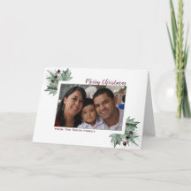 Tarjeta de vacaciones para Navidades Borgoña Pine 