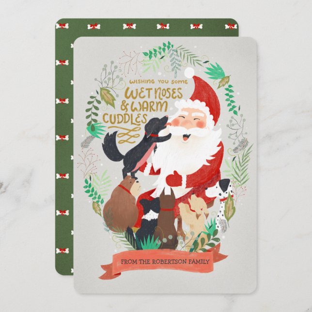 Tarjeta de vacaciones para Navidades caninos (Anverso / Reverso)
